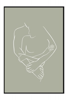 Line Art Couple - Poster Grün