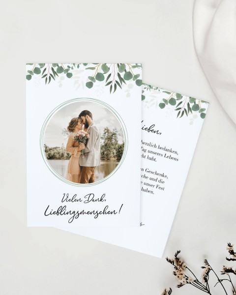 Dankeskarte Hochzeit mit Eukalyptus