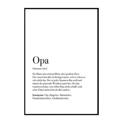 Opa Poster - Definition Opa - Geschenk für Opa