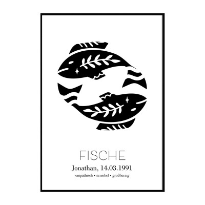 Sternzeichen "Fische" - personalisierbares Poster