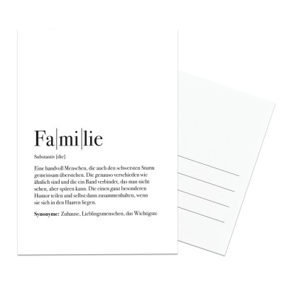 Definition Familie - Postkarte Familie
