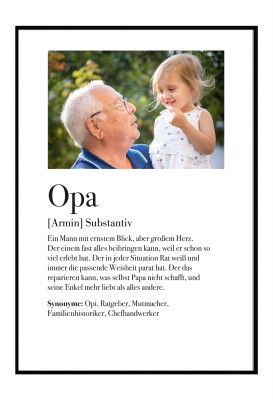 Personalisiertes Foto-Poster - Definition Opa - Geschenk für Opa