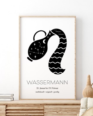 Sternzeichen "Wassermann" - Personalisiertes Poster