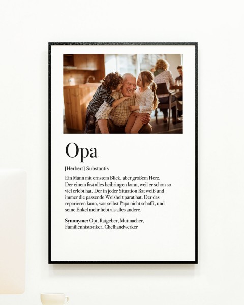 Personalisiertes Foto-Poster - Definition Opa - Geschenk für Opa