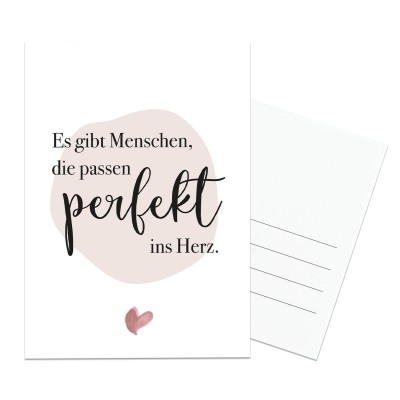 Postkarte - Es gibt Menschen, die passen direkt ins Herz - Karte zum Valentinstag