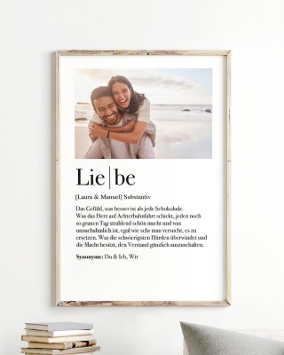 Definition Liebe - Personalisiertes Poster mit Namen und Foto - Geschenk Valentinstag