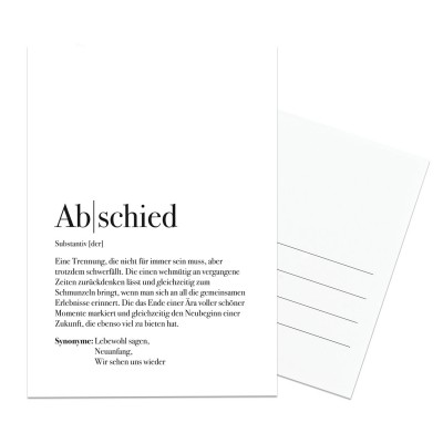 Postkarte Abschied - Abschiedskarte