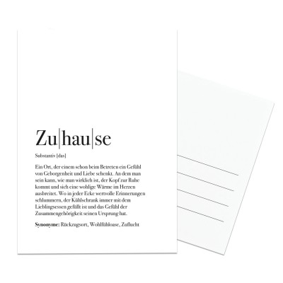 Definition Zuhause - Postkarte