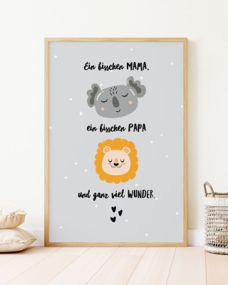 Poster fürs Kinderzimmer - Ein bisschen Mama, ein bisschen Papa und ganz viel Wunder