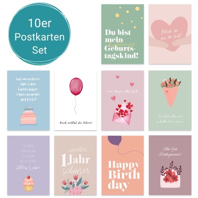 Geburtstagswünsche - 10er Postkartenset