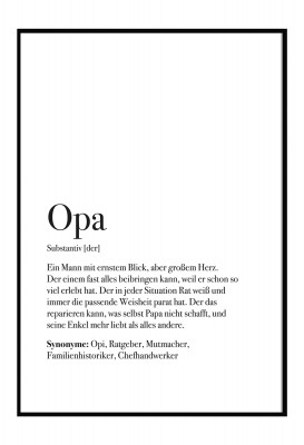 Opa Poster - Definition Opa - Geschenk für Opa