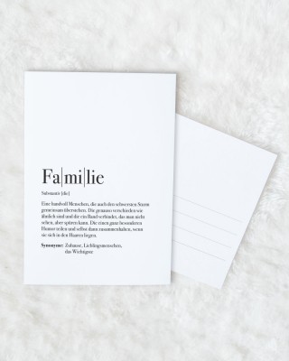 Definition Familie - Postkarte Familie