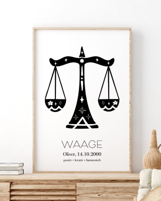 Sternzeichen "Waage" - Personalisiertes Poster